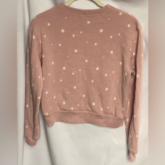 NWT Nordstrom Rack Rose color sweatshirt with cream star print; Girls XS - Picture 3 of 4